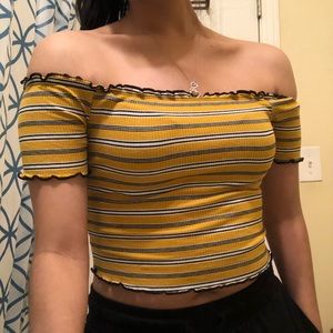 Off the shoulder yellow top